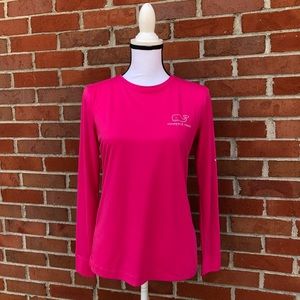 Vineyard Vines Performance Long Sleeve Pink White Logo T Shirt Womens XS
